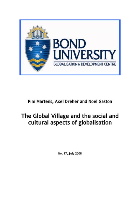 The global village and the social and cultural aspects .
